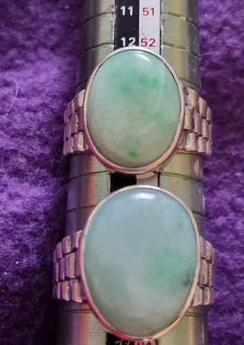 Chevalière jade argent - ,