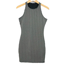 Mango Basics Bodycon Mini-Robe Femme XS Noir Blanc Extensible Sans Manches Monté