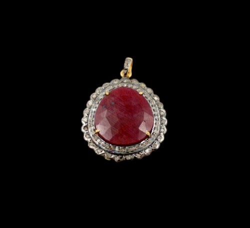 Pendentif chaîne corde - , rubis