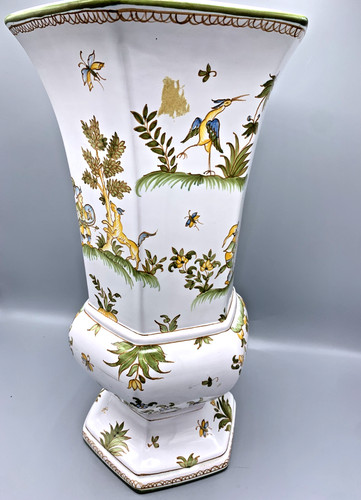 Grand vase faïence signé - en,