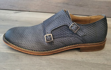 HAMAKI HO Mocassins cuir bleu canné double boucle talon plat Taille 45