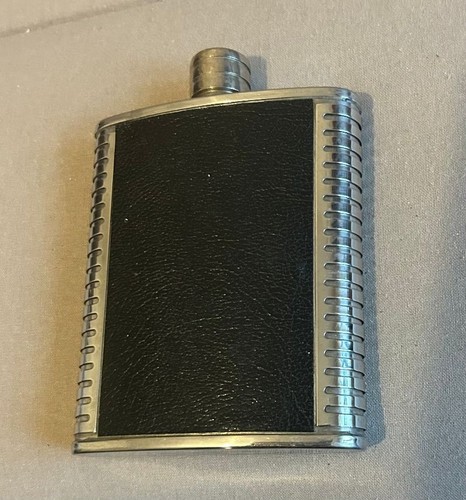 Flask métal argenté cuir - argenté, et
