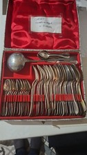 Ancien Coffret 12 Couverts de Service Fourchettes et Cuillères à Soupe Vintage