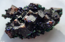 FLUORITE avec double dépôt d'AZURITE et MALACHITE -  SIDI AIAD - Maroc
