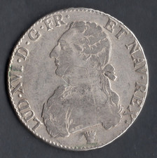 MONNAIE ROYALE ARGENT : ECU AUX BRANCHES D'OLIVIER LOUIS XVI DE 1790 I @ LIMOGES