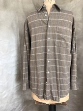 MEN'S BROWN COTTON FLANNEL Plaid SHIRT Button Down Forsyth Of Canada M Long Slv