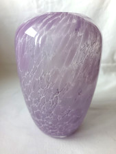 VASE SIGNE LA ROCHERE EN VERRE DEGRADE MOUCHETE DE MAUVE  H.20.5CM