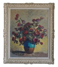 Nature morte aux roses de Van den Bussche huile sur toile