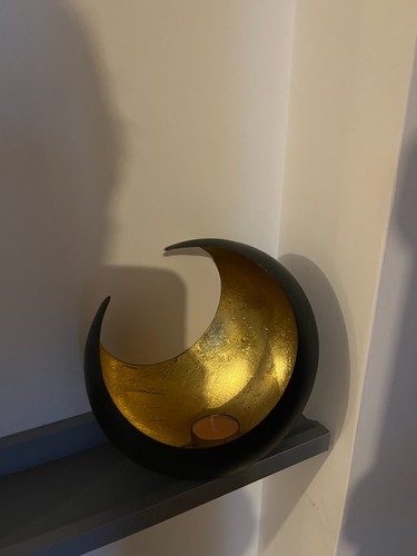 Bougeoir metal lune doré - , et