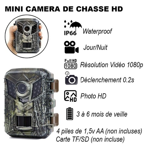 Mini caméra chasse - chasse, 16mp