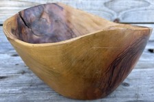 Coupe à Fruit en Olivier Vintage Design Bois Sculptée Scandinave