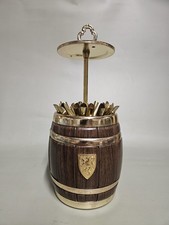 ANCIEN DISTRIBUTEUR DE CIGARETTES EN FORME DE TONNEAU EN BOIS / VINTAGE / DORÉ