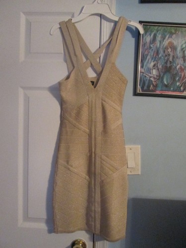 Bebe bandage metallic dress - metallic, xs