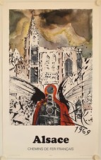 Affiche SNCF Chemin de Fer Francais ALSACE 1970 DALI - imp. Draeger 62x100 cm