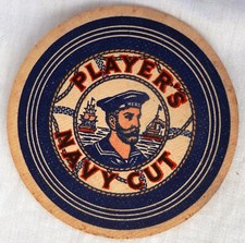 Carton sous bock à bière PLAYER'S NAVY CUT cigarettes WWII GB MARINE ORIGINAL