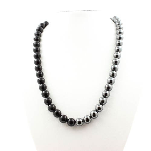 Collier perles agate noire - agate, +