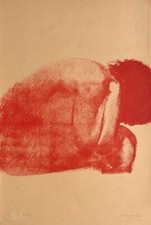 CLAUDE GARACHE - NU ROUGE ASSIS - 1981 - lithographie signée