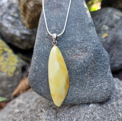 Pendentif ambre blanc - pendentif,