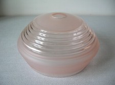 Ancien abat-jour en verre rose perlé de lampe lustre plafonnier de 14,8 cm