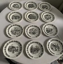 Serie De 12 Assiettes A Dessert Decoratives Thème Ferroviaire  Faience Gien