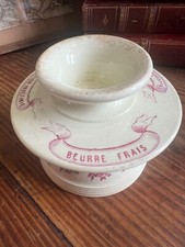 Beurrier Faience Peinte Vers