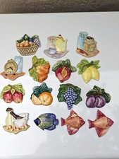 DECORS FRUITS LEGUMES POISSONS EN FAIENCE POUR CUISINE