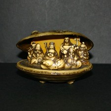 Vintage Shell crafts Seven Lucky Gods Clam Dragon Treasure Ship