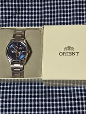 Montre automatique pour homme ORIENT SUN&MOON élégante cadran bleu argenté