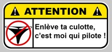 ATTENTION CULOTTE HUMOUR FUN DRIFT JDM AUTOCOLLANT STICKER 12cmX5,5cm  EA028