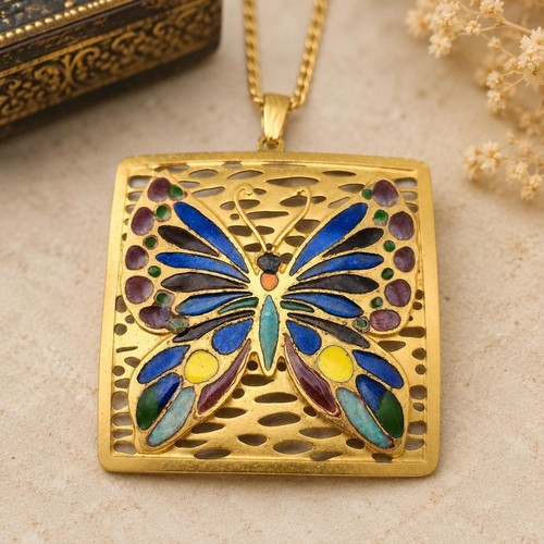 Collier papillon vintage - , or