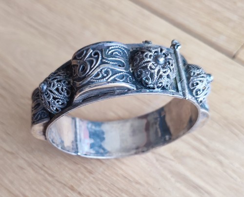 Bracelet jonc argent - argent, filigrane