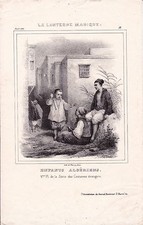 Lithographie XIXe Enfant Algérie Algeria Children Chéchia 1835 شاشية