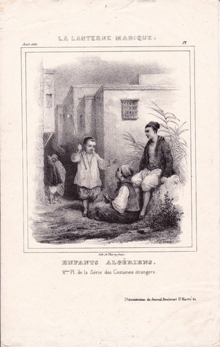 Lithographie xixe enfant - lithographie,