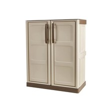Armoire basse Grise 3 portes 1 étagère 102x37h84 cm