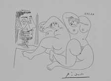 Pablo PICASSO : Le voyeur caché,  LITHOGRAPHIE érotique signée