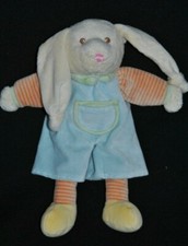 ?Doudou Lapin KIMBALOO LA HALLE Bleu Orange Rayé Jaune Vert Peluche 26 / 37 Cm