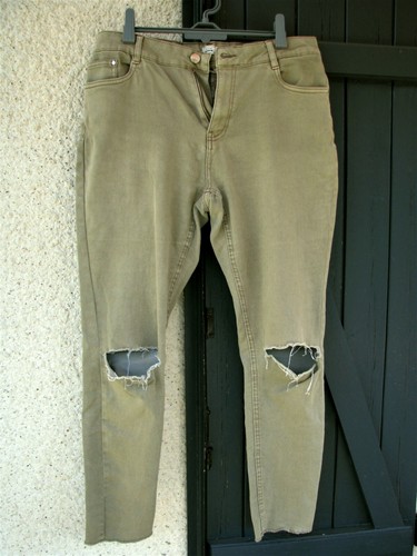 Pantalon jean vert kaki - , slim