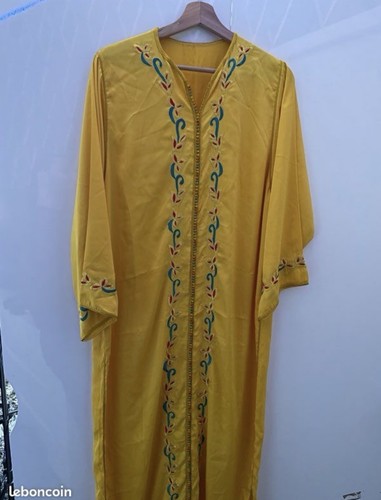 Caftan marocain jaune brodé - marocain,