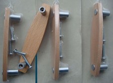 4 Poignées, Bois de Hêtre Verni,entraxe 97 mm,Porte,Tiroir,Meuble,Long 126 mm