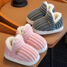 Chaussons Peluche Hiver Enfant Garçon Fille Chauds Antidérapants Maison Souples