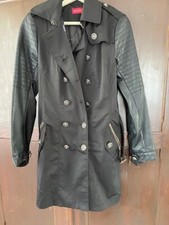 Manteau tissu imperméable et faux cuir femme T40