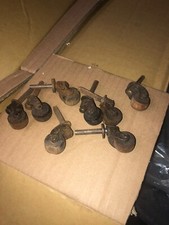 8 vintage furniture casters - 1.25” pin & 7/8” diameter wooden wheel c1890