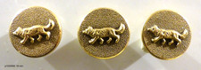 lot de 3  BOUTONS 18 mm : Doré . CHASSE/VENERIE LOUP/RENARD