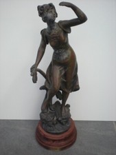 ancienne statue sculpture régule "sur la falaise" signée Guillemin art déco