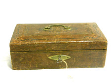 🇫🇷 ANCIEN COFFRET BIJOUX CUIR MAROCAIN BOITE CLÉ