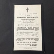 Avis Décès 1900 Charles Dondel du Faouedic Image Pieuse Holy Card Santino