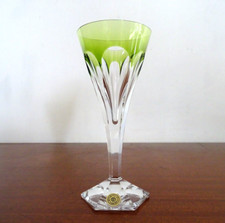 1 verre vin blanc cristal doublé coloré vert Val St Lambert HAFNIA ( 3 dispo )