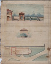 Dessin d'architecture original Dru Lentilly Rhône Orangerie Serre Volière Chenil