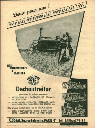 Publicité ancienne batteuses