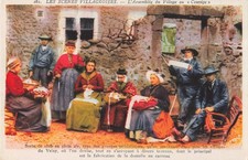 CPA SCENES ET TYPES SCENES VILLAGEOISES L'ASSEMBLEE DU VILLAGE OU "COUVIGE"